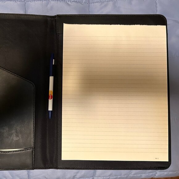 Black Folio Notepad Portfolio Organizer with Pockets, MasterCard-branded, EUC - Picture 3 of 8